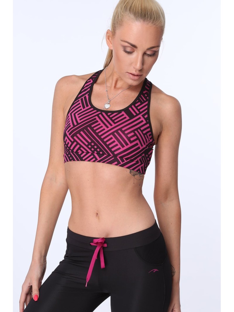 Sports top with geometric shapes, amaranth MR15501 - Online store - Boutique